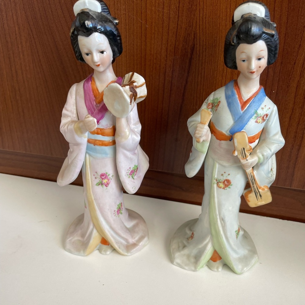Vintage Geisha Porcelain Figurines